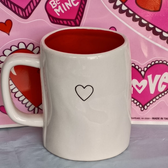 Rae Dunn Heart Design White and Red Mug and Valentine Window Clings - Picture 2 of 5